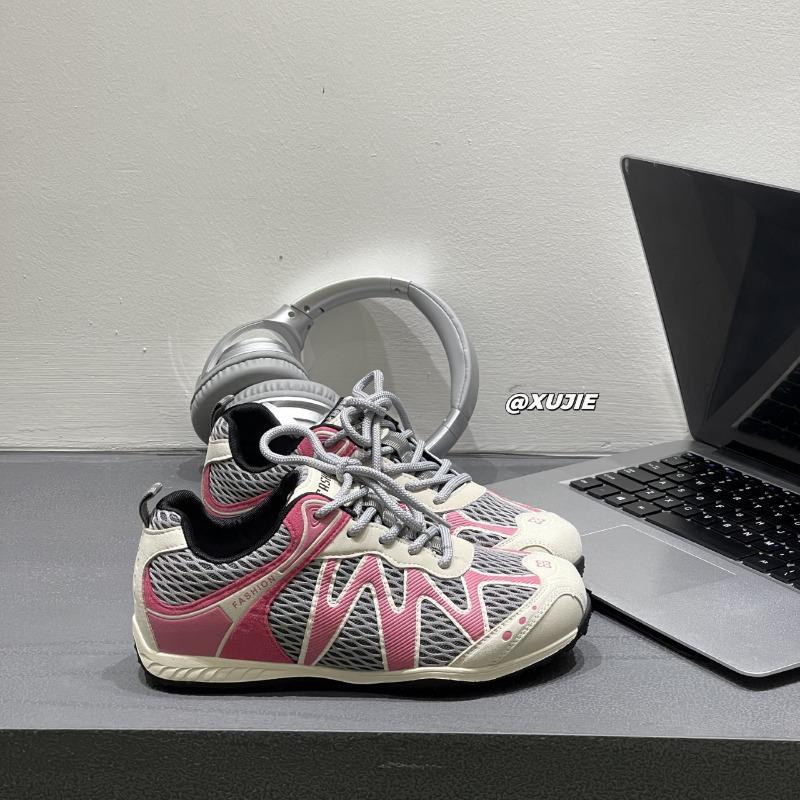 

Autumn new leather thick-soled color matching dad shoes versatile casual sports shoes jogging shoes women 35