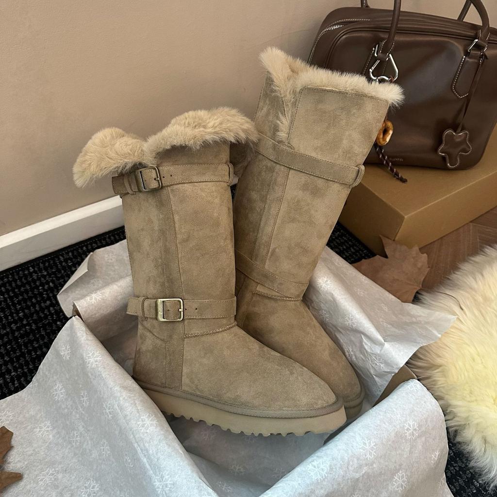 Soft leather version~ Two wear snow boots for women 2025 new winter thick-soled velvet thickened boots warm snow cotton