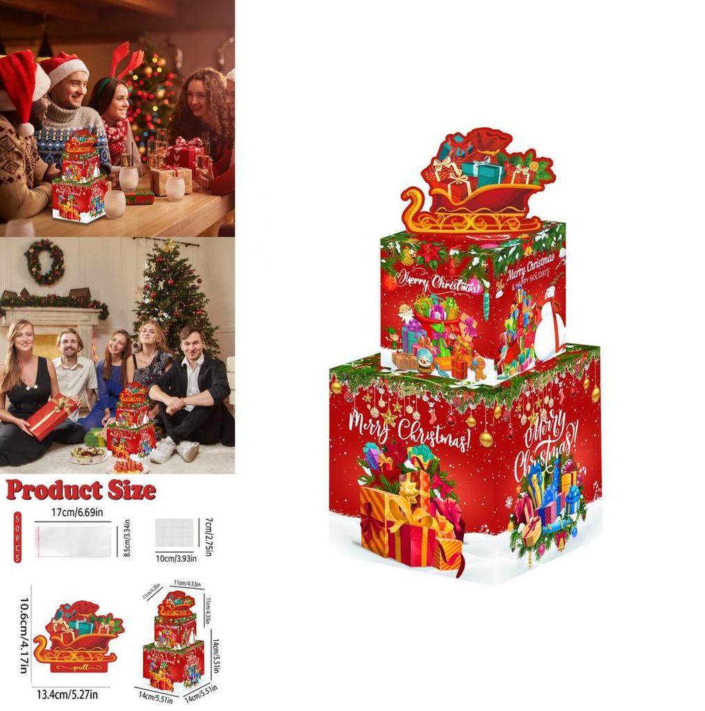 Santa Claus Gift Container With Red Paper Material For Christmas Celebration Gifts