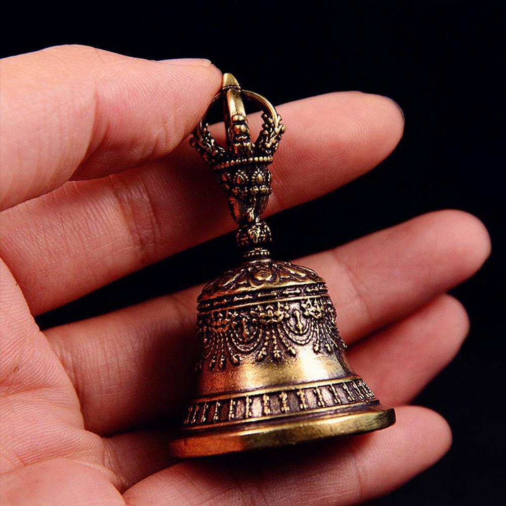 Tibetan Buddhist Vajra Bell Retro Brass Ornament Meditation Alter Pray Singing Bell Amulet Feng Shui Home Decoration