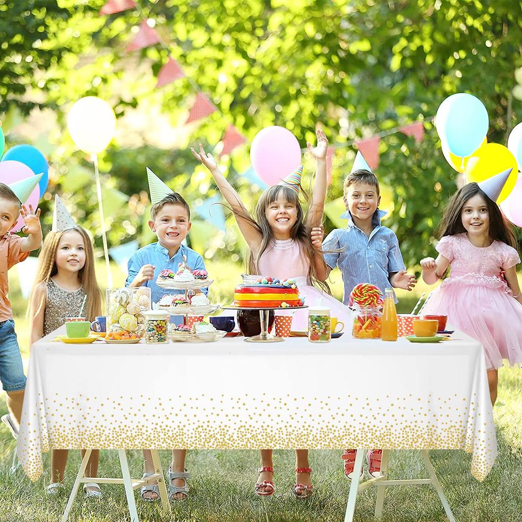 274*137cm Rose Gold Disposable Tablecloth Plastic Dot Table Cloth Cover Kids Adult Birthday Party Decoration Wedding Baby Shower