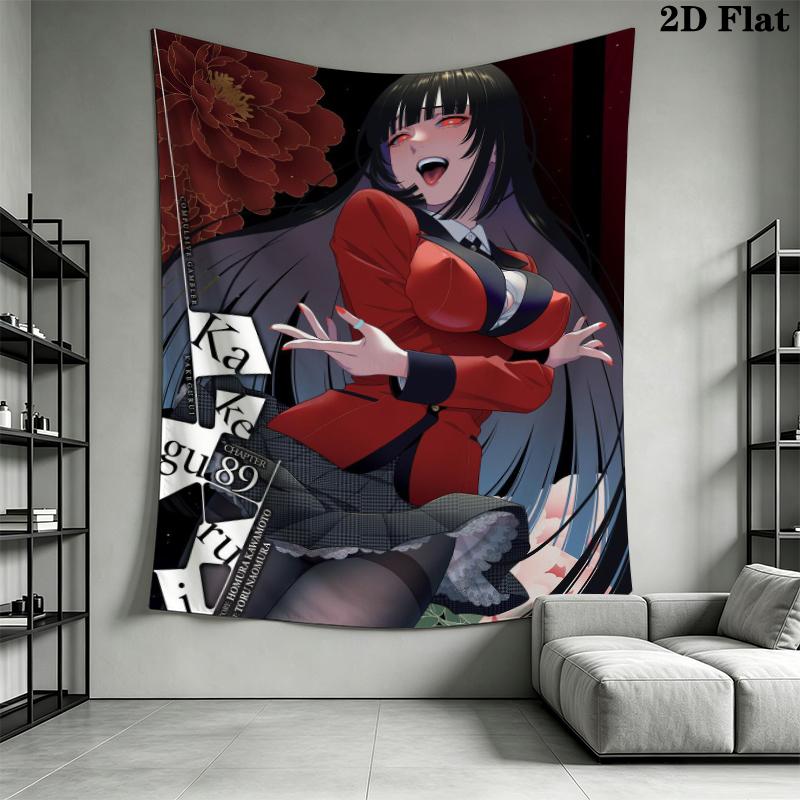Kakegurui Wall Tapestry Aesthetic Wall Hanging Printed Fabric Blanket Decorative Tapestries for Bedroom Living Room Home Decor