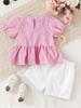 Baby Girl Clothing Set Summer Outfit Pink Stripe Top with Bow & Shorts Newborn Toddler 0-3Y