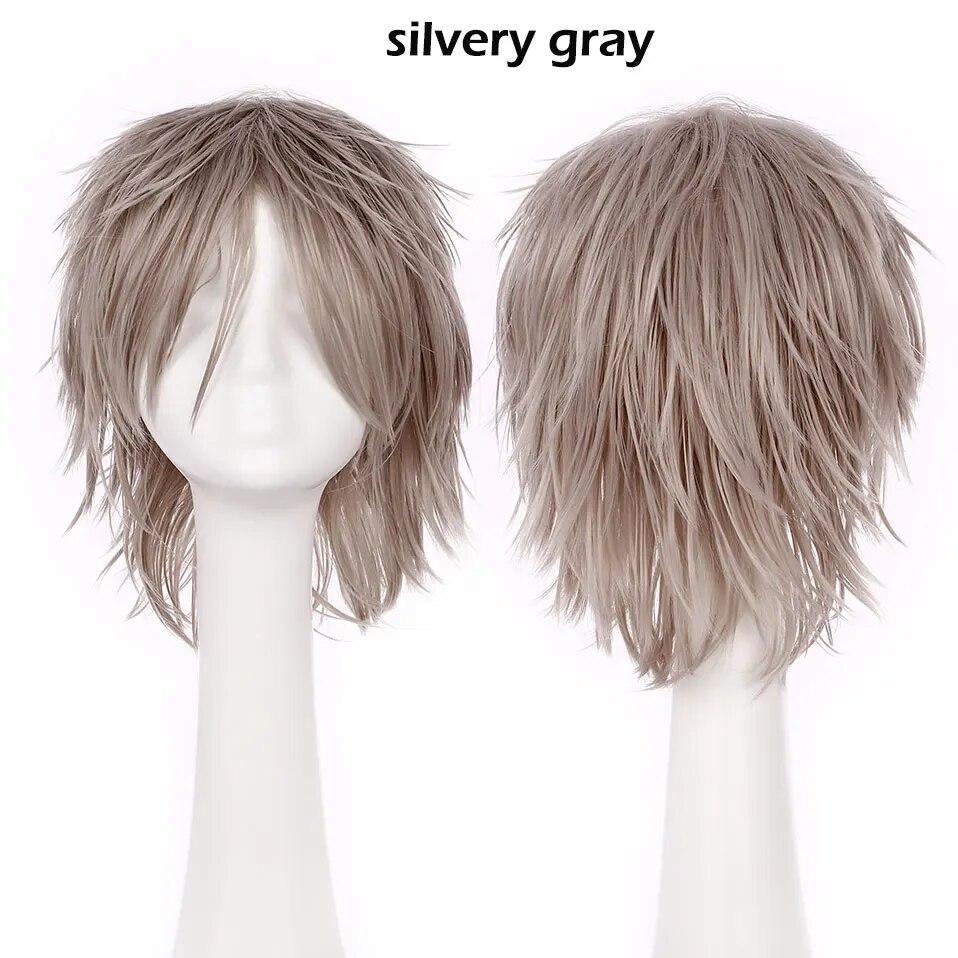 S-noilite Synthetic Short Wig Blue Brown Black Women Men Cosplay Costume Party Head Wigs Hair
