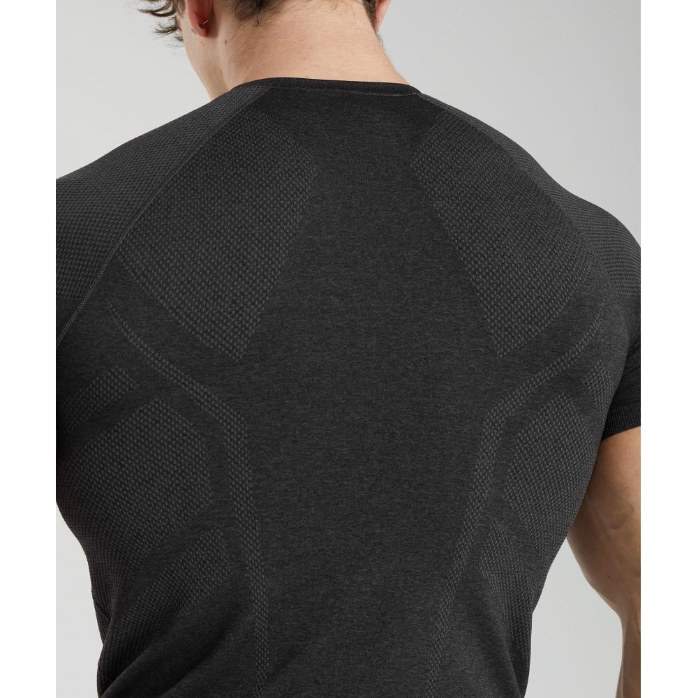 Gymshark Elitarny bezszwowy T-shirt Czarny Ciemnoszary A4A9I BB3K
