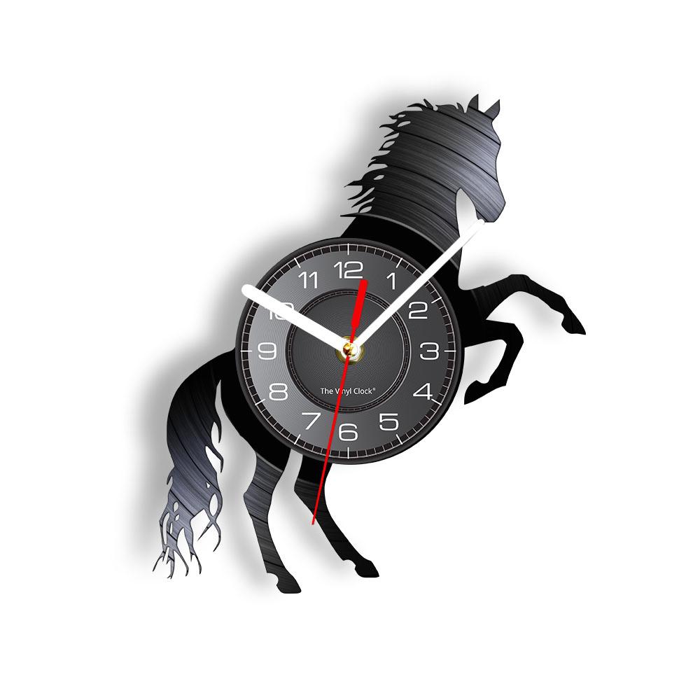 Galloping Horses Wall Art Interior Design Wall Clock Vinyl Record Clock Home Decor Mustang Wild Horse In The Wind Horse Gift