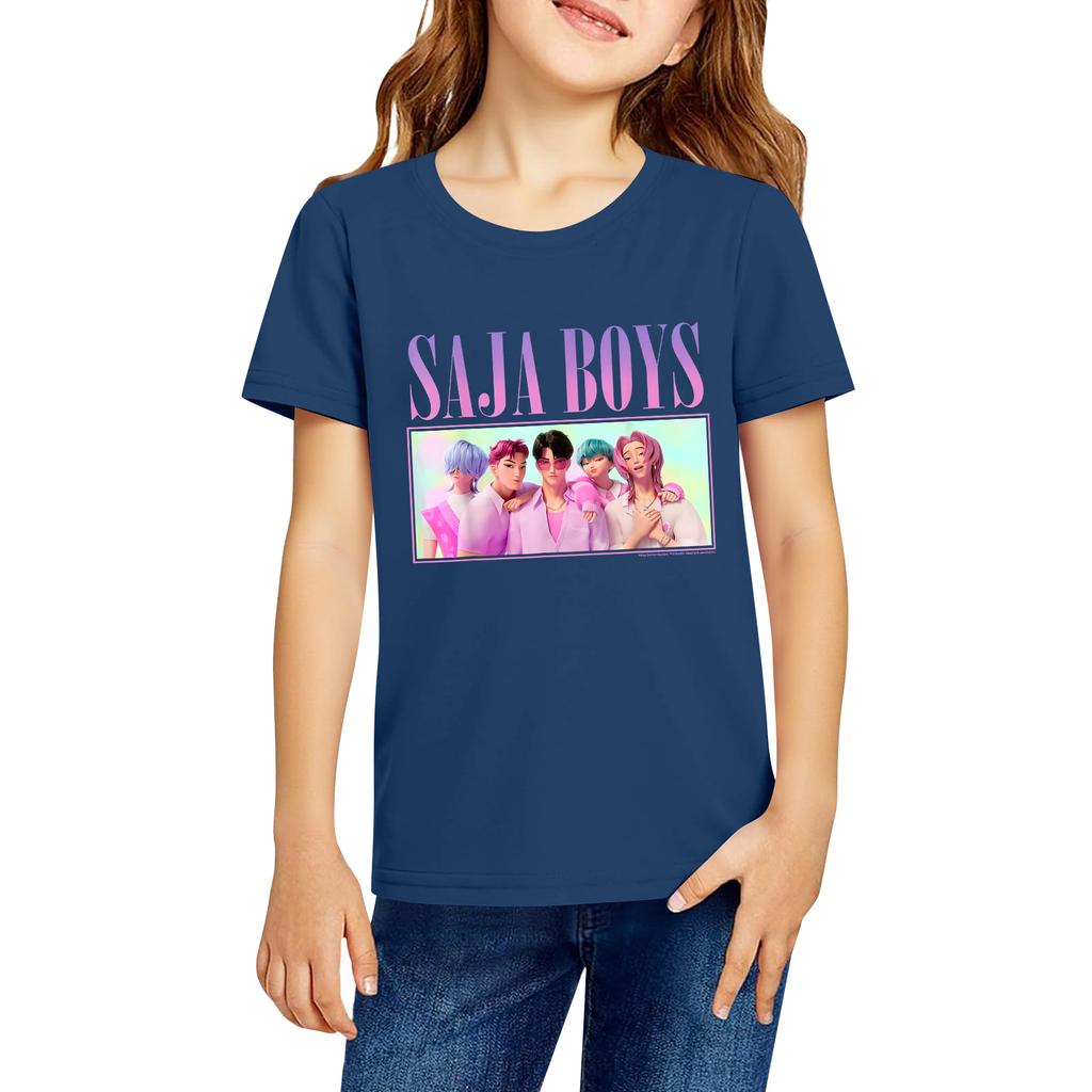 Fashionable Round Neck Short Sleeve Work Clothes Printed Tops For KID Summer Tops