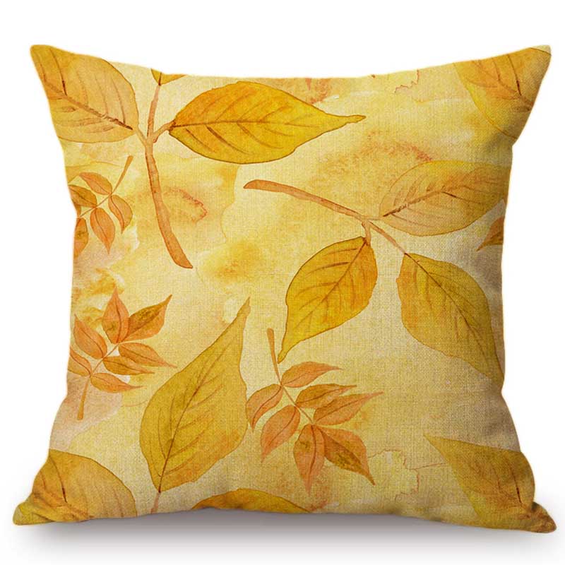Nordic Autumn Fall Maple Leaf Hand Painting Cushion Cover Home Decoration Scenic Gold Leaves Orange Sofa Pillow Case 45X45Cm