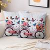 1 Pieces Floral Bicycle Pillow With Butterflies And Bird Polyester Pillowcase, Sofa Decorative Cushion Cov Headboard Pillow