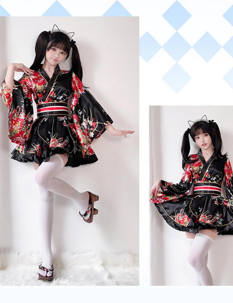 Yukata Cosplay Sexy Oiran Kimono Dress Set Cute Gothic Harajuku Photoshoot Halloween Christmas Crossdressing Popular Yamato Nadeshiko Japanese Style
