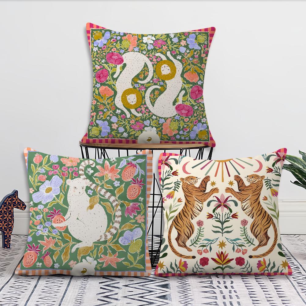 Fashion Monkey Tiger Lion C-Christine De C-Carvalho Soft Pillow Case for Sofa Living Room Home Office Decor Protective Covers