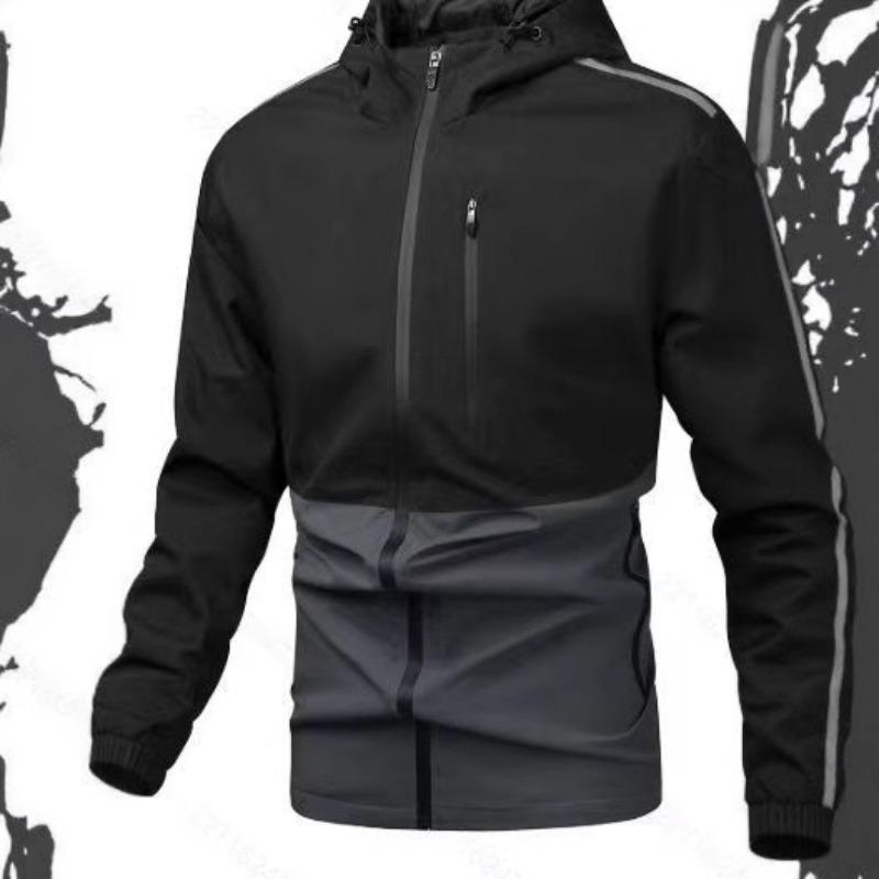 Spring and Autumn Men's Outdoor Sports Leisure Trendy Versatile Windproof Hooded Contrasting Top Men's Jacket
