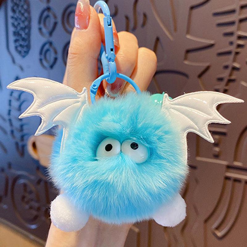 Cross-Border Plush Little Devil Soot Ball Faux Rex Rabbit Fur Pendant Keychain/Backpack Charm