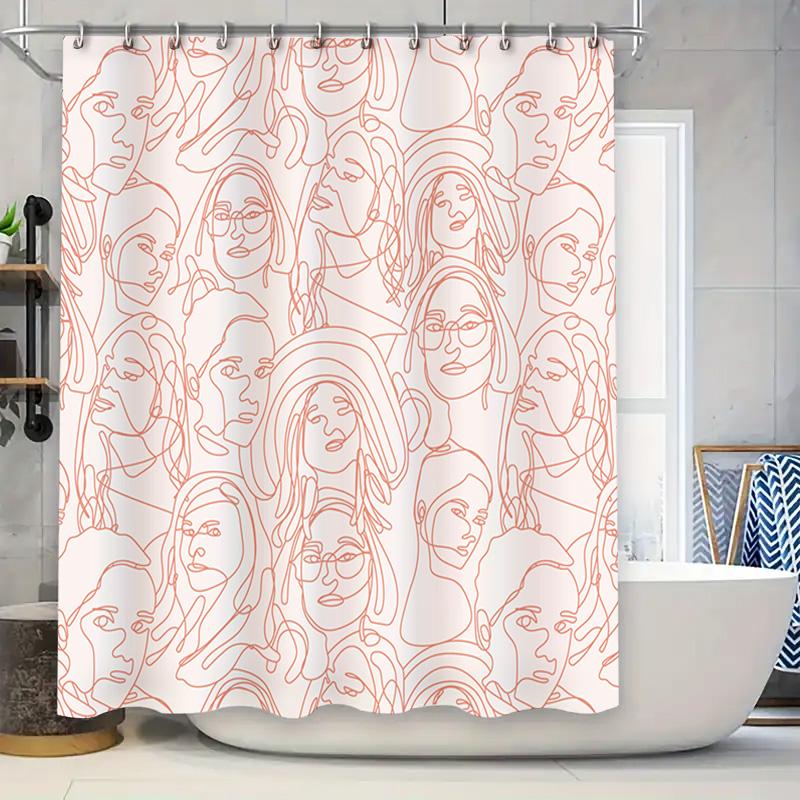 

Artistic Orange Lines Shower Curtain Home Decor Bathroom Accessory For Women S Bathrooms W60H190(CM)-1 Pcs