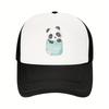 Cute Panda In Pocket Graphic Trucker Hat Breathable Mesh Baseball Cap Casual Adult Headwear