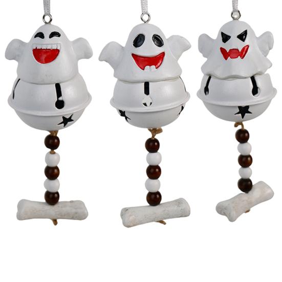 Ghost Bell Hanging Ornament Resin White Ghost Wind Chime Decoration for Halloween Home Garden Party Decor