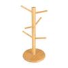 Wood Mug Holder 6 Hook Coffee Mug Tree Holder Mug Hanging Display Rack Drinkware Shelf Tea Cup Storage Holder Stand Kitchen