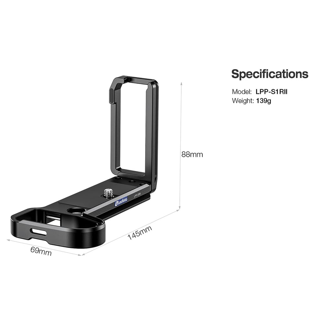 Leofoto Plate for LUMIX Machined from Quick Release Compatible LPP-S1RII L-Shaped S1RII/S1II/S1IIE, Arca-Swiss Compatible, 6061-T6 Aluminum,
