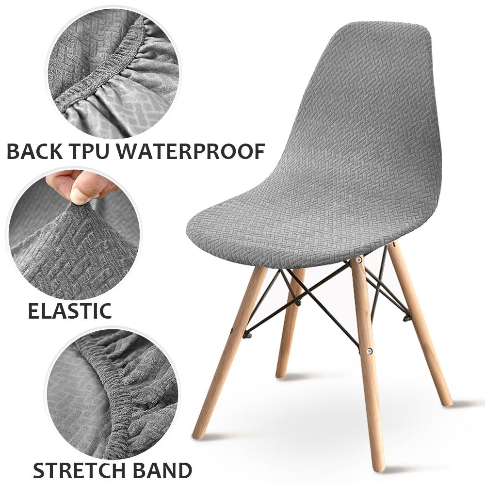Waterproof Fabric Shell Chair Cover Jacquard Elastic Chair Slipcovers Plain Removable Chair Seat Cover Office Hotel Banquet