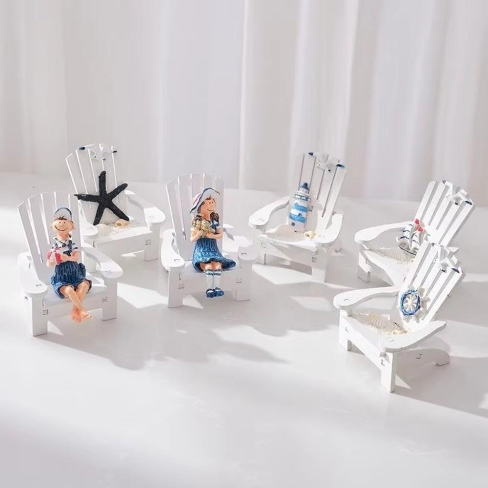 Mediterranean Style Beach Chair Figurines Mini Chair Decoration Ornaments  Photography Props
