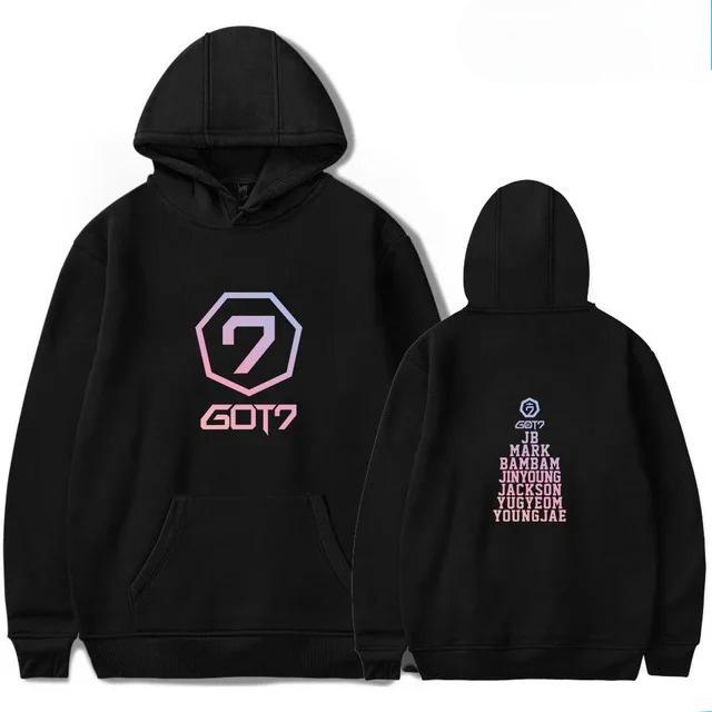 2026 Hip Hop Streetwear Oversized Men Women Autumn Sweatshirt I Got7 Pullover Hoody Kpop GOT7 Clothes for Fans 4XL чёрный