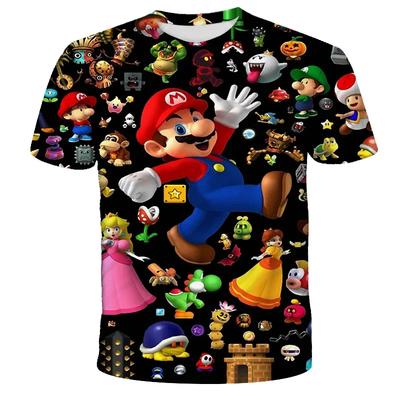 T-shirt Infantil De Super Mario Bros, Desenhos Animados, Tops Tees, Manga Curta, Jogo, Luigi, Menino, Crianças, Criança