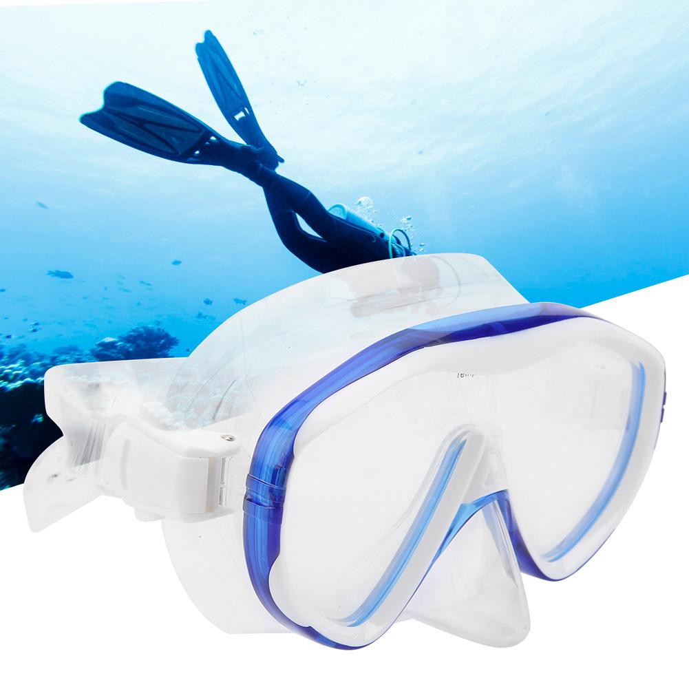 Adult Diving Goggles Face Shield Glasses Silicone Professional Snorkeling Equipments(MK‑102 Blue )