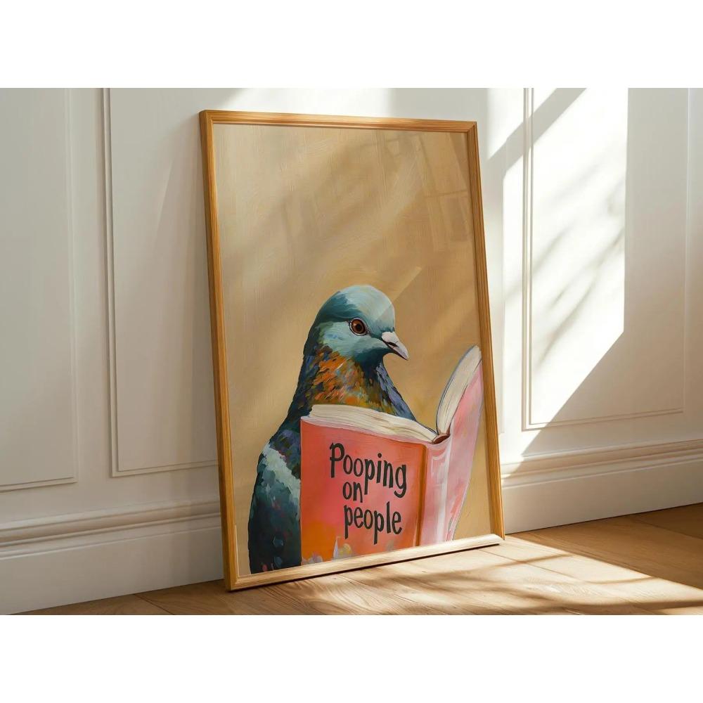 Animal Reading Book Wall Decor Poster, Funny Cat Print, Animal Reading Funny Book Art, Humorous Animal Art Home Decor Gift