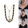 Elegant European Retro Black Handmade Woven Pearl Necklace For Women With Butterfly Bow Design