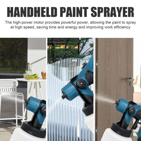 Cordless Paint Sprayer with Detachable Tank 3 Spray Patterns Adjustable Flow Control