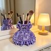 Boîte de rangement pour pinceaux de maquillage Forme de robe de princesse Porte-stylo imprimé 3D Organisateur de grande capacité pour la maison et le bureau