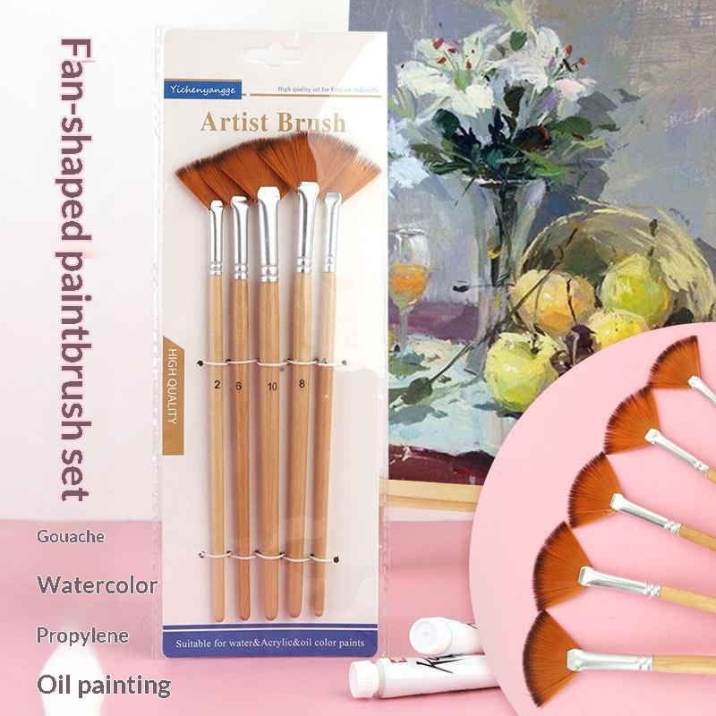 5 sztuk Nylonowe Pędzle Wentylatorowe do Akwareli Artystyczne Pędzle Wentylatorowe do Malowania Olejem Akrylem Do Malowania Akrylowego Akwarelą