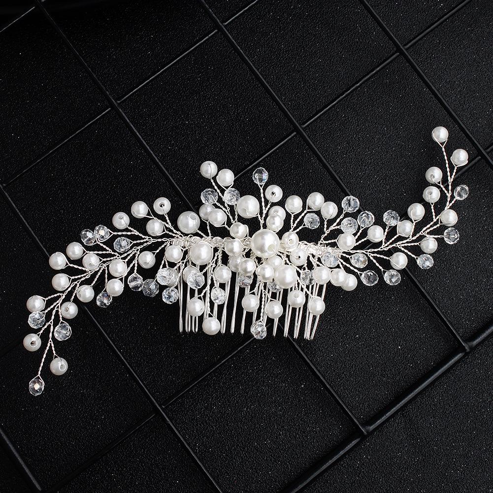

European Handcrafted Bridal Hair Comb with Pearls & Crystals - Wedding Accessories