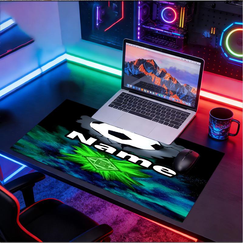 Custom Name Personalized Borussia Monchengladbach Pattern Mousepad, Laptop PC Desk Mat, Decorative Desk Mat for Home Keyboard Pad Gift