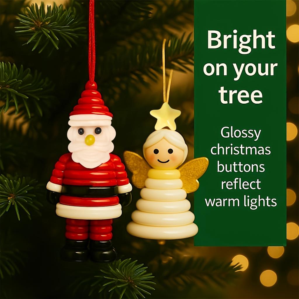 Julknappsprydnader,Heminredning-ett Komplett Snögubbe- och Jultomtedekorations-tillverkningskit,Med Färgglada Knappar,Hängring