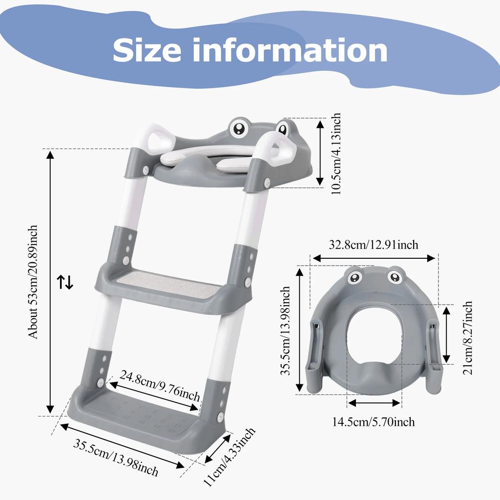 Foldable Children Toilet Step Stool Training Seat Adjustable Toilet Ladder Helper for Kids Bathroom Safe Potty Training Tool