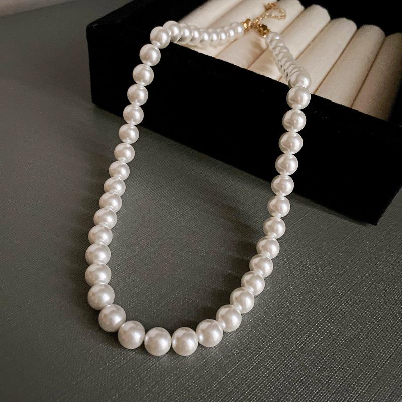 French round long multi-layer pearl ingot necklace temperament collarbone chain sweater chain necklace jewelry women