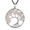 Natural Stone Irregular Tree Of Life Necklace Pendant Amethyst Wrapped Wisdom Tree Necklace Colorful Gravel N02