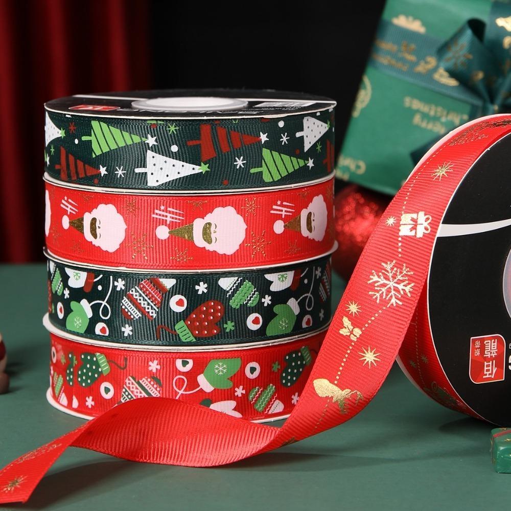 2.5cm Christmas Flower Packaging Gift Ribbon Bouquet Gold Hot Stamping Ribbon Ribbon Floral Packaging Material