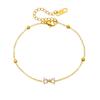 Gold Plated Bow CZ Beaded Bracelet, Dainty Butterfly Bow Charm Link Chain with Clear Zircon, Cute Everyday Jewelry for Women Gift