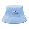 Bucket Hat With Heart Waves Philippine Flag Print , Patriotic Women's Hat Casual Candy Color Fit Beach Hat