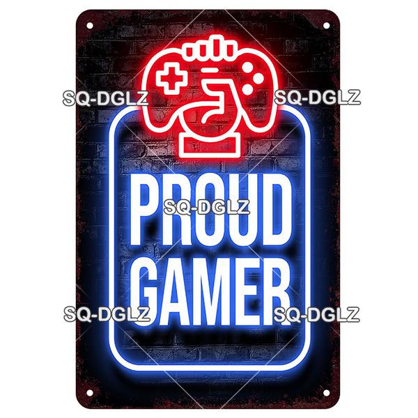 SQDGLZ Vintage Game Zone Neon Metal Sign Tin Sign Plate Home Bar Door Wall Decor Sticker Man Cave Decoration Plaque Poster Gift