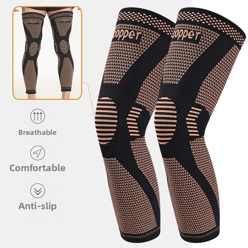 Copper Ion Knee Pads Running Football Pressurized Leg Pads Double Wave-breaking Anti-skid Calf Protection Nylon Extended Protective Gear