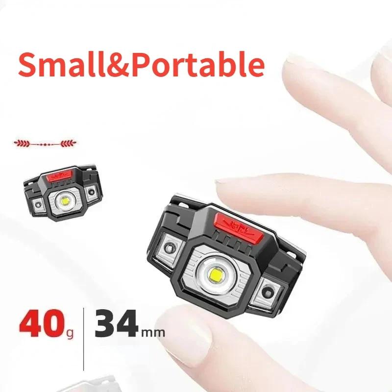 Μίνι αισθητήρας LED Προβολέας Ενσωματωμένη μπαταρία USB Επαναφορτιζόμενος Προβολέας Φακός κεφαλής Φακός για Κάμπινγκ Ψάρεμα