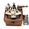 Antiker maritimer nautischer Sextant Vintage Marine Astrolab Schiffsgeräte mit echter Lederbox Messing Schiffssextant mit Glasdeckelbox