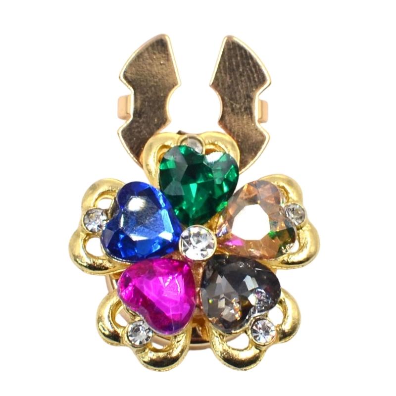 Rhinestones Button Covers for Women Elegant Flower Designs Detachable Clip On Shirt Decoration Accessory
