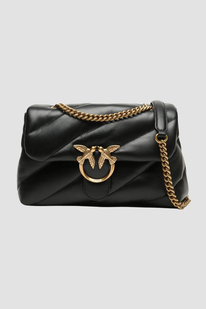 Pinko Black Leather Women's Classic Handbag Love Puff Classic