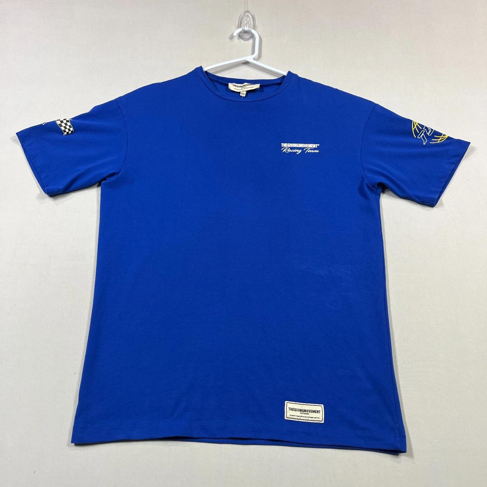 Giving Movement T Shirt Blue Heavyweight Cotton Crew Neck Casual Tee Mens XS-S 3XL