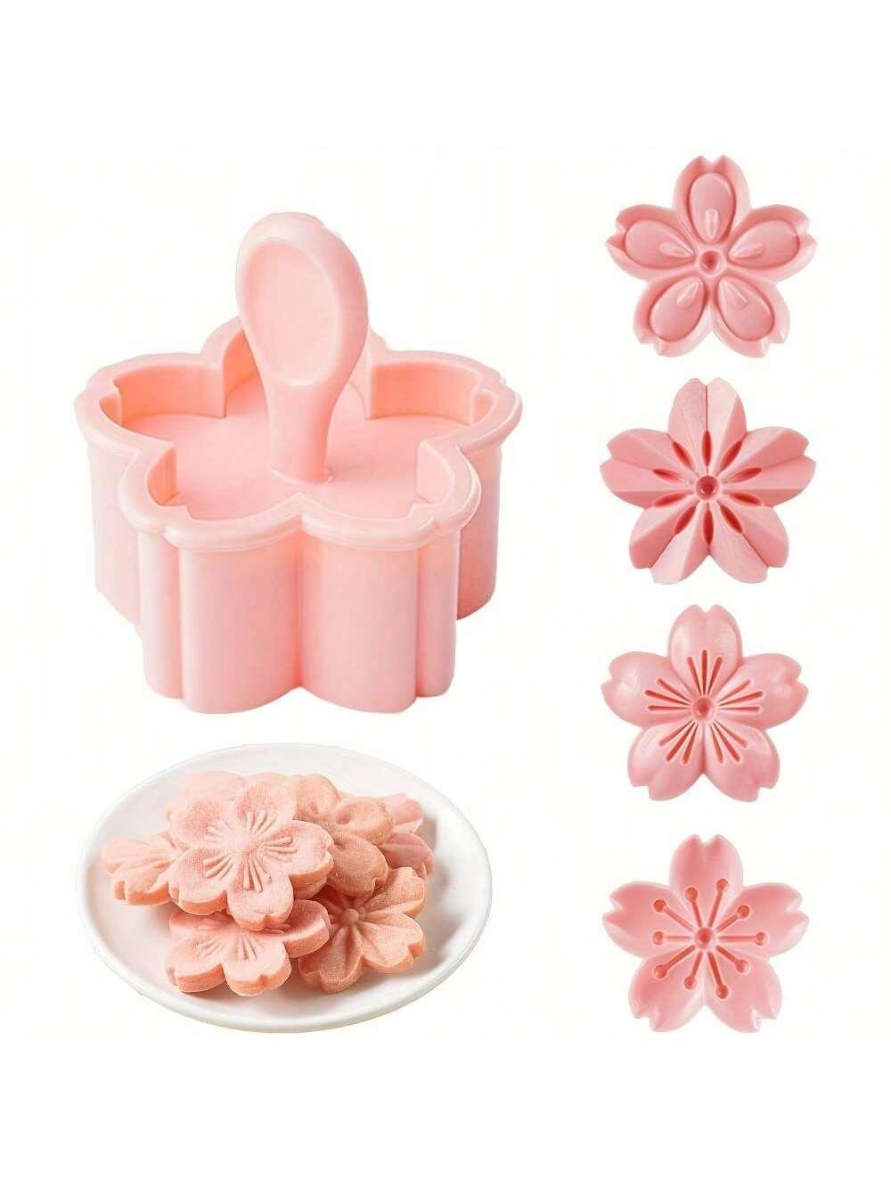 

5pcs/set Cherry Blossom Cookie Baking Set 4 Styles Flower Shape Hand Pressed Pastry Cookie Chocolate Mold Kitchen Gadgets рожевий