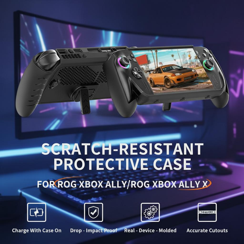Für JYS Für ROG Für Xbox Ally/X TPU Handheld Schutzhülle Atmungsaktiv Und Verstellbarer Ständer Vollständige Abdeckung Mit Oberer Abdeckung